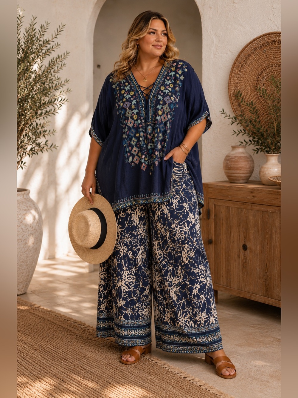 Johnny Was Biya Hendaya Embroidered Tunic Sz 2X dopamine quiet Luxury old money